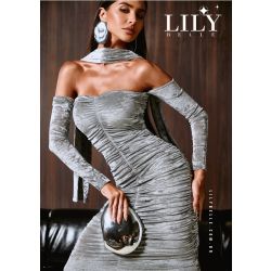Lily Belle | Vestido em Tubo Velvet Prata