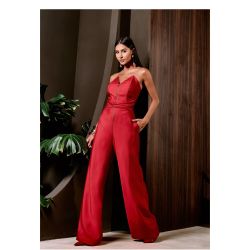 Lily Belle | Macacão em Crepe Alfaiataria Vermelho