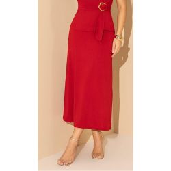 Imperio By Titanium | Saia Evasê de Malha Vermelho