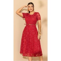 Imperio By Titanium | Vestido Godê Tule Vermelho com Cinto