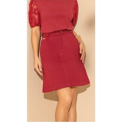 Imperio By Titanium | Saia Evasê de Sarja Titurada Vermelho