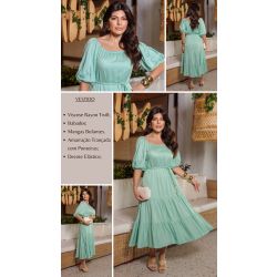 Dumene | Vestido Babado Twill Verde