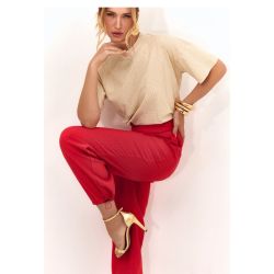 Lily Belle | Calça em Alfaiataria de Viscose Twill Vermelho