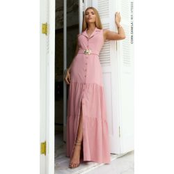 Cora Canela | Chemise Viscolinho c/Elastano Rose