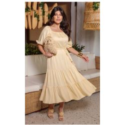 Dumene | Vestido Babado Twill Amarelo