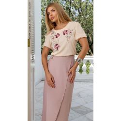 Cora Canela | Blusa Viscose c/ Elastano Areia-Blush