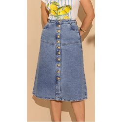Imperio By Titanium | Saia Jeans Evasê com Botões