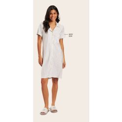 Recco | Camisão Aberto Curto de Viscose Listrada
