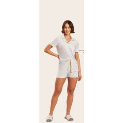 Recco | Pijama Aberto Curto de Viscose Listrada