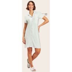 Recco | Camisão Aberto Curto de Viscose Listrada Rosa