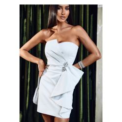 Lily Belle | Vestido Alfaiataria Acetinado Gelo