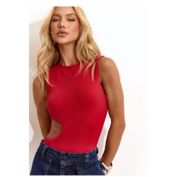 Lily Belle | Body Malha Peach Poliamida Vermelho