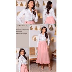 Dumene | Camisa Decote V Tricoline Branco