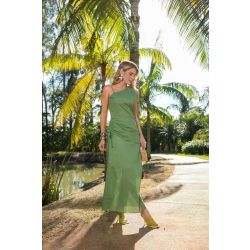 Studio Guapo | Vestido em Voil de Algodão Verde Mato