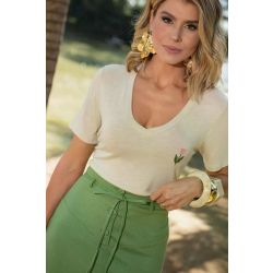 Studio Guapo | Blusa em Tricot de Viscose Bege