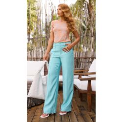 Cora Canela | Calça Viscose Dubai Azul