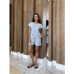 Maria Dubox | Conjunto de shorts Salina Azul