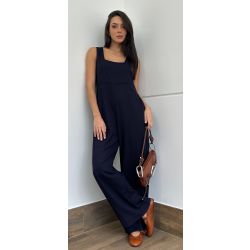 Maria Dubox | Macacão Athena em linho marinho