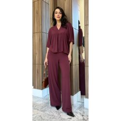 Maria Dubox | Conjunto de calça Jose vinho