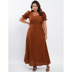 Dona Charme | Vestido Longo de Malha texturizada c/bolso