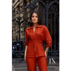 Luxo | Conjunto calça e blusa laranja