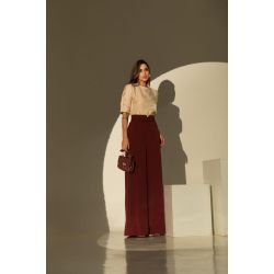 Flor da Moda | Calça Pantalona com Cinto Marsala