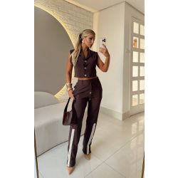 Maria Dondoca | Conjunto Colete Marrom
