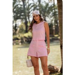 Flor da Moda | Blusa Box Laço Linho Rosa