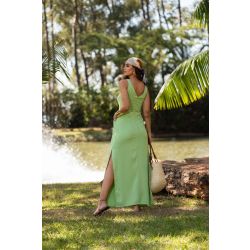 Flor da Moda | Vestido Longo Linho Verde