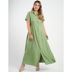 Dona Charme | Vestido Longo Linho Verde