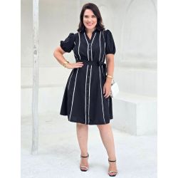 Dona Charme | Vestido Curto Alfaiataria Preto