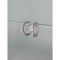 Jaqueline Bueno | Brinco Argola em Prata 925 Cravejado em Zircônia