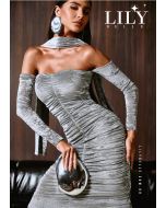 Lily Belle | Vestido em Tubo Velvet Prata