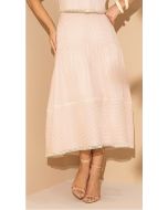 Imperio By Titanium | Saia Evasê Listrada Rosa com Entremeio