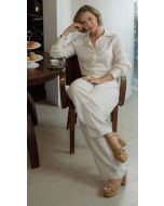 Cora Canela | Calça Gazar de Viscose Off White