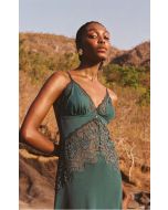 Recco | Camisola Midi de Microfibra Amni Com Renda Verde Esmeralda