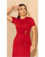 Imperio By Titanium | T-shirt de Malha Vermelha com Amarração e Fivela