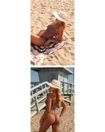 Lily Belle | Biquini Canelado Listardo Acetiado Marrom