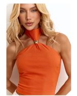 Lily Belle | Blusa em Alfaiataria Bengaline Poliamida Laranja