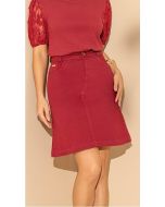 Imperio By Titanium | Saia Evasê de Sarja Titurada Vermelho