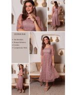 Dumene | Vestido Tule Bordado Rosa