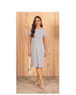 Imperio By Titanium | Vestido Malha Listrada Semi Evasê