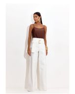 Lily Belle | Blusa em Malha Acetinado Texturizada Marrom