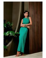 Lily Belle | Vestido em Viscose Canelado Power Verde Escuro