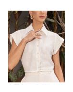 Imperio By Titanium | Camisa Cropped Listrada de Manga Curta