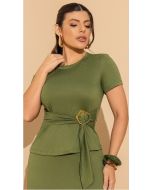 Imperio By Titanium | T-shirt de Malha Verde com Amarração e Fivela