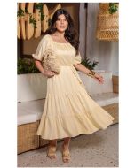 Dumene | Vestido Babado Twill Amarelo