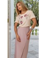 Cora Canela | Blusa Viscose c/ Elastano Areia-Blush