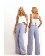 Lily Belle | Calça em Viscose Maquinetada Azul