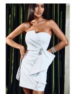 Lily Belle | Vestido Alfaiataria Acetinado Gelo